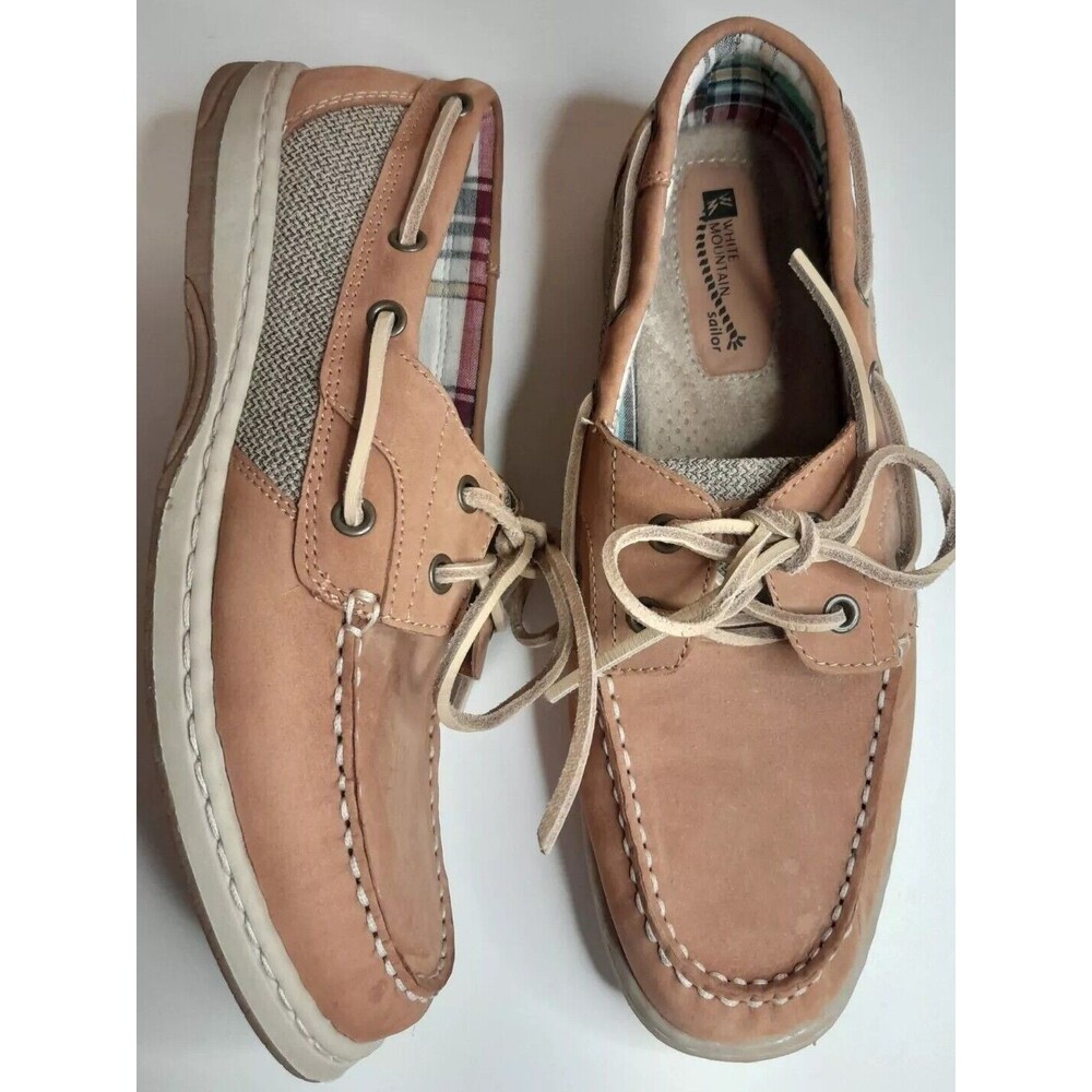 White Mountain Sailor Seaside Boat Loafer Women Sz 10 Tan Leather Padded Insoles